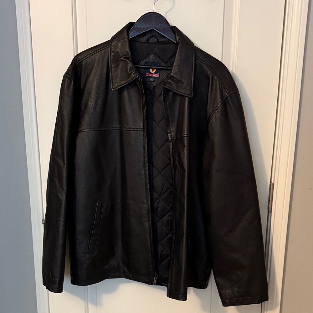 Burnside Men's Black Leather Jacket XL